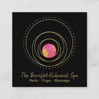 *~* Sacred Geometry  Gold Geometric Boho Lunar Square Business Card