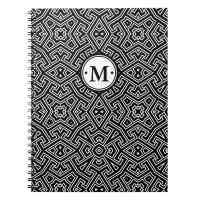 Geometric Pattern Monogram Black and White ID149 Notebook