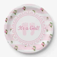 It's a Girl Pink & White Lacey Baby Shower Plates