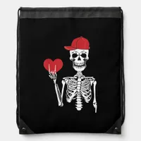 Roll Skeleton Hands Heart Valentines Day Skull Drawstring Bag