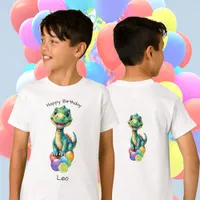 Cute little dinosaur with lots of colorful balloon T-Shirt