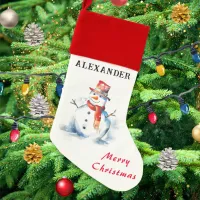 Festive Personalized Name Kids Merry Xmas Snowman Christmas Stocking