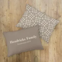 Taupe Family Name "Established" with Back Pattern Accent Pillow