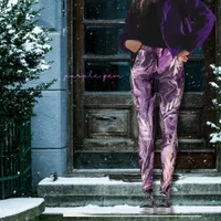 Purple Pink Gemstone Liquid Art Leggings