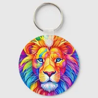 Rainbow Lion Head Two-Sided Custom Name Keychain