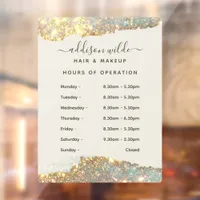 Holographic Signature Script Modern Business Hours Window Cling