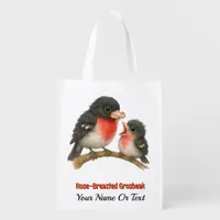 Stunning Rose Breasted Grosbeak Grocery Bag