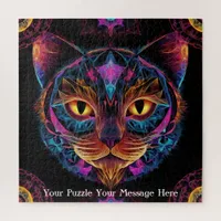 Neon Mandala Cat Jigsaw Puzzle