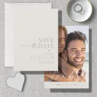 Chic Neutrals Wedding Photo Bone White Vert ID1020 Save The Date