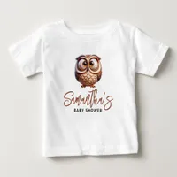 Cute Caricature Owl Baby Boy Shower Baby T-Shirt