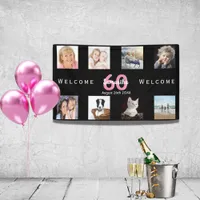 60th birthday party photo collage woman black banner