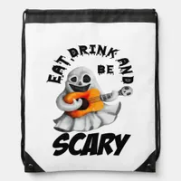 Eat Drink And Be Scared Minimal Clean Drawstring Bag
