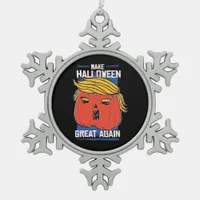 Trumpkin Make Halloween Great Again Pumpkin Snowflake Pewter Christmas Ornament