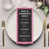 Baby Q Pink Gingham Plaid Baby Shower Menu