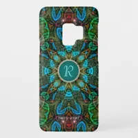 Shaman Geometry Green Teal Custom Name Case-Mate Samsung Galaxy S9 Case