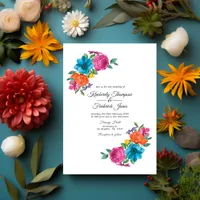 Watercolor Floral Fiesta Wedding Invitation