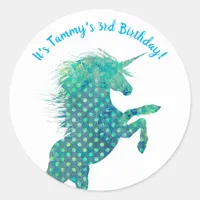 Unicorn, Birthday Classic Round Sticker