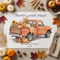 Vintage Orange Truck Thanksgiving Paper Placemat