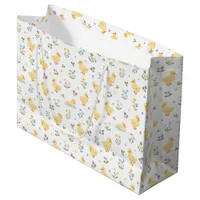 Cute Ducklings and Wildflowers Pattern Large Gift Bag