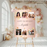 Birthday photo collage rose gold stars foam board