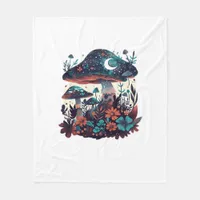 Cottagecore And Aesthetic Goblincore Mushroom Fair Fleece Blanket