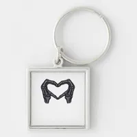 Hands Forming Skeleton Heart Hands Minimal Touch Keychain