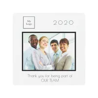 Business corporate logo photo thank you white metal print