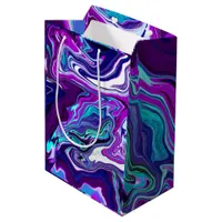 Purple, Blue and Teal Abstract Marble Art Medium Gift Bag