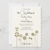 Elegant Timeless Soft Gold Floral Minimalism Invitation