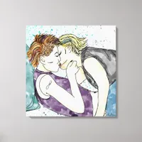 LGBTQIA+ Women Kissing Watercolor Art   Canvas Print