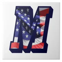 American Flag Letter "M" Large Photo Ceramic Tile