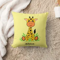 Cute funny baby giraffe for kids  throw pillow