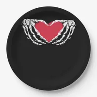 Cool Classic Funny Skeleton Hands Heart - Valentin Paper Plates