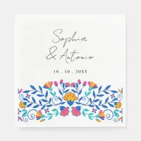 Vibrant Mexican Floral Fiesta Wedding Napkins