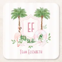 Palm Springs Beach Social Club Bachelorette Party  Square Paper Coaster