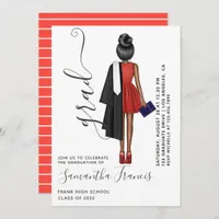Red and White Girl Graduation Party Invitation