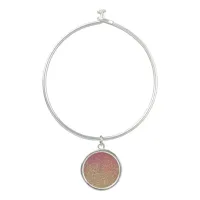 Rose Gold Glitter Bangle Bracelet With Round Charm