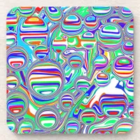 Colorful Bubbles Abstract Digital Art Beverage Coaster