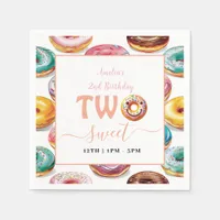 Two Sweet Donuts 2nd Birthday party Napkins