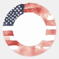 Patriotic Watercolor Flag 4th of July Classic Round Sticker