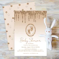 Gold Glitter Drip Baby Shower Invitation 