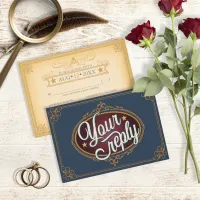 Retro Typography Wedding RSVP Blue/Gold ID645