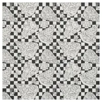 Pizza Restaurant Chef Black and White Checkered Fabric