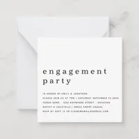 MINI Simple Black White Engagement Party Invite
