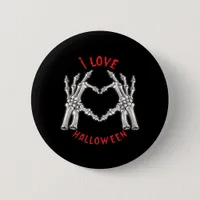 Halloween Skeletal Hands Heart Funny Saying  Button