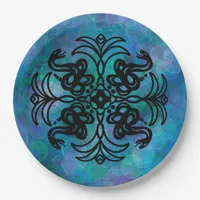 Black and White Tribal Snake   Paper Plates
