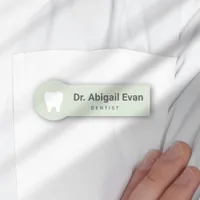 Modern Tooth Sage Green Professional Orthodontist Name Tag