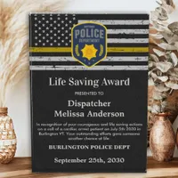 Dispatcher Life Saving Custom Logo Thin Gold Line Acrylic Award