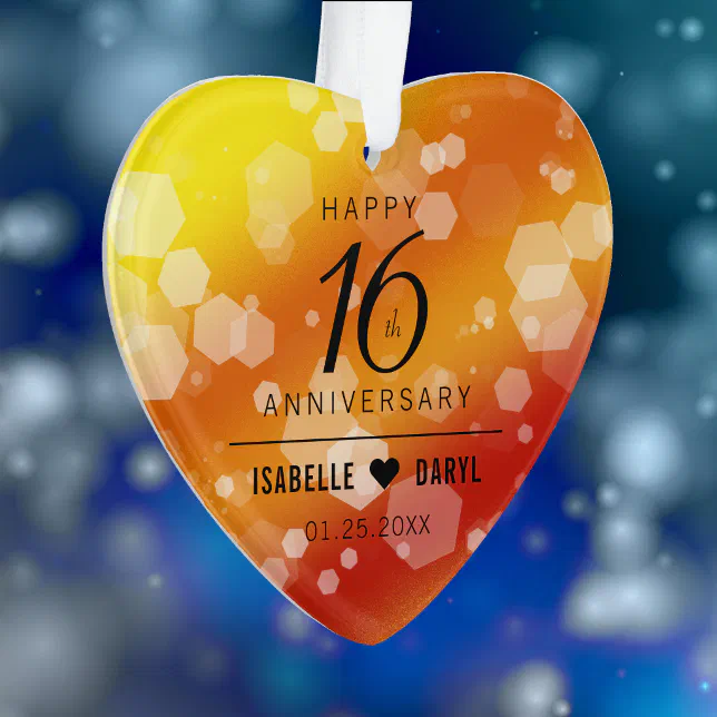 Elegant 16th Golden Topaz Wedding Anniversary Ornament