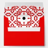 White Red and Black Geometric Mosaic Pattern  Envelope